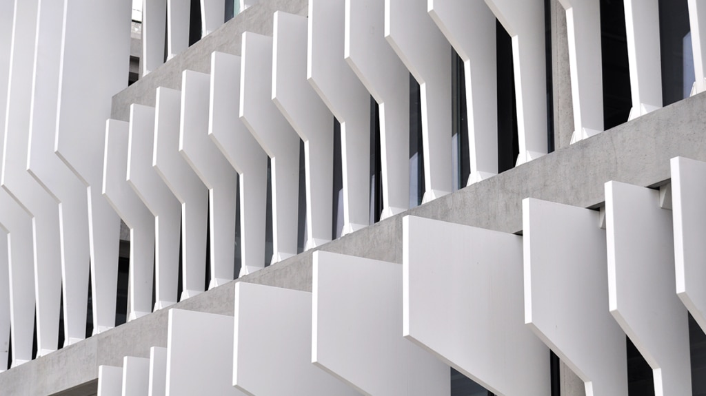 Fotografía de una zona de la estructura de la Ciudad BBVA que da al exterior BBVA