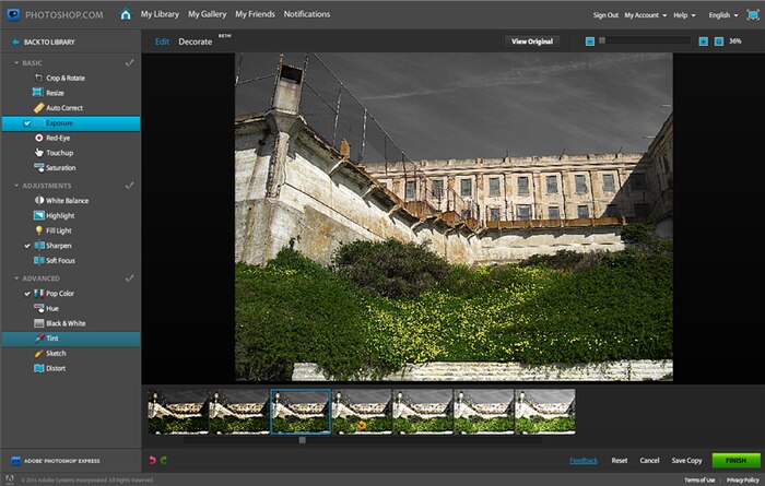 Ejemplo del editor Photoshop Express.