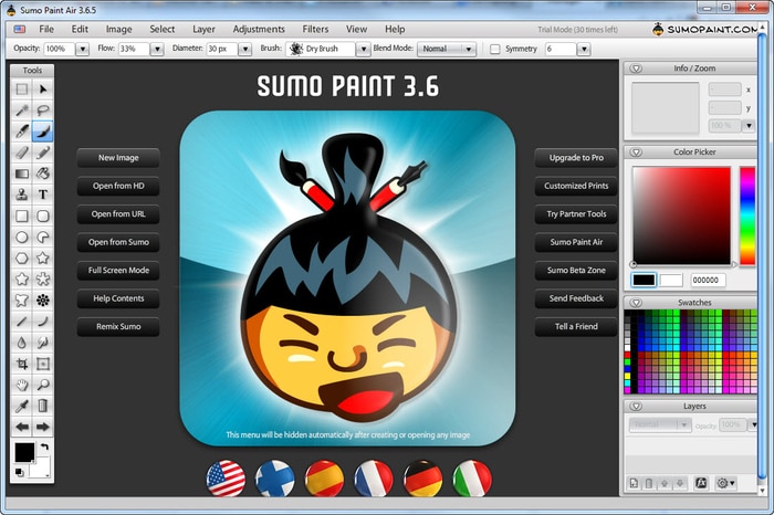 Pantallazo del editor SumoPaint.