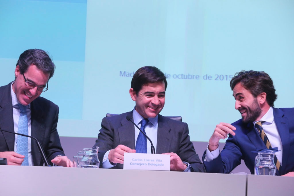 Jaime Sáenz de Tejada, Carlos Torres e Ignacio Jiménez en la presentación de resultados 3T15 Jaime Sáenz de Tejada, Carlos Torres e Ignacio Jiménez en la presentación de 3T15