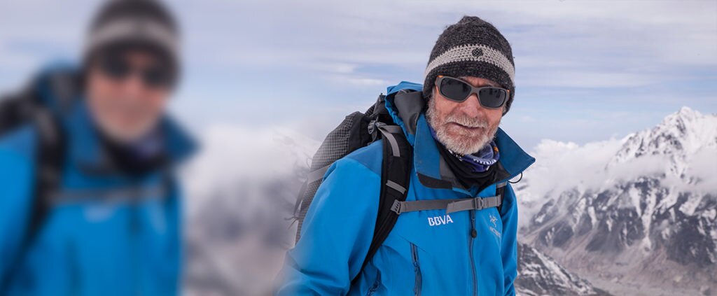 Fotografía Retrato de Carlos Soria en el Kanchenjunga en 2014