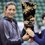 Fotografía Garbiñe Muguruza con su compañera de dobles, Carla Suárez, campeona del torneo de Tokio (Japón)