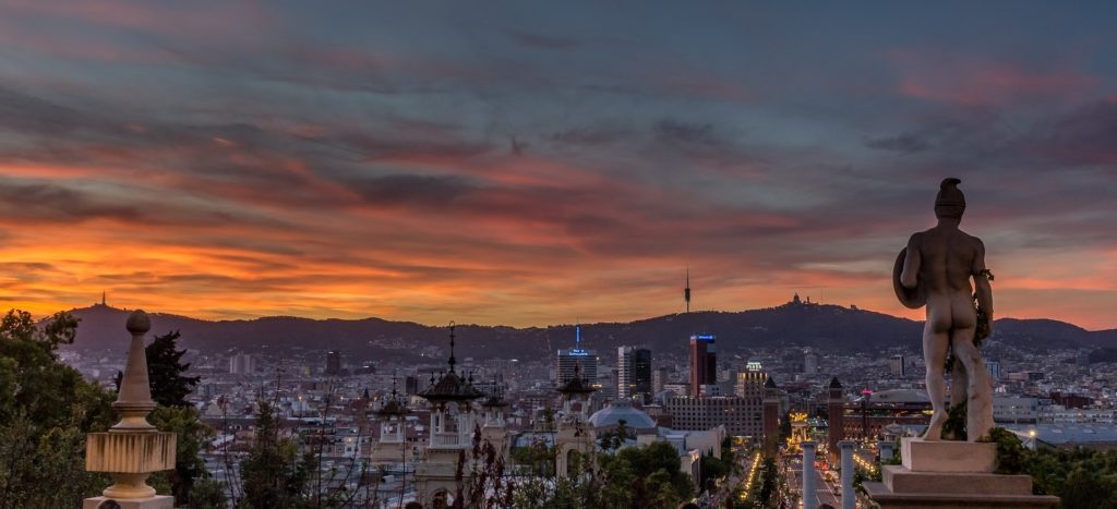 Fotografía de la vista de Barcelona desde Montjuic