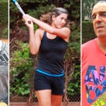 Fotografía Tríptico Garbiñe Muguruza, Ignasi de la Rosa (preparador físico y fisioterapeuta) y Alejo Mancisidor (ex entrenador)