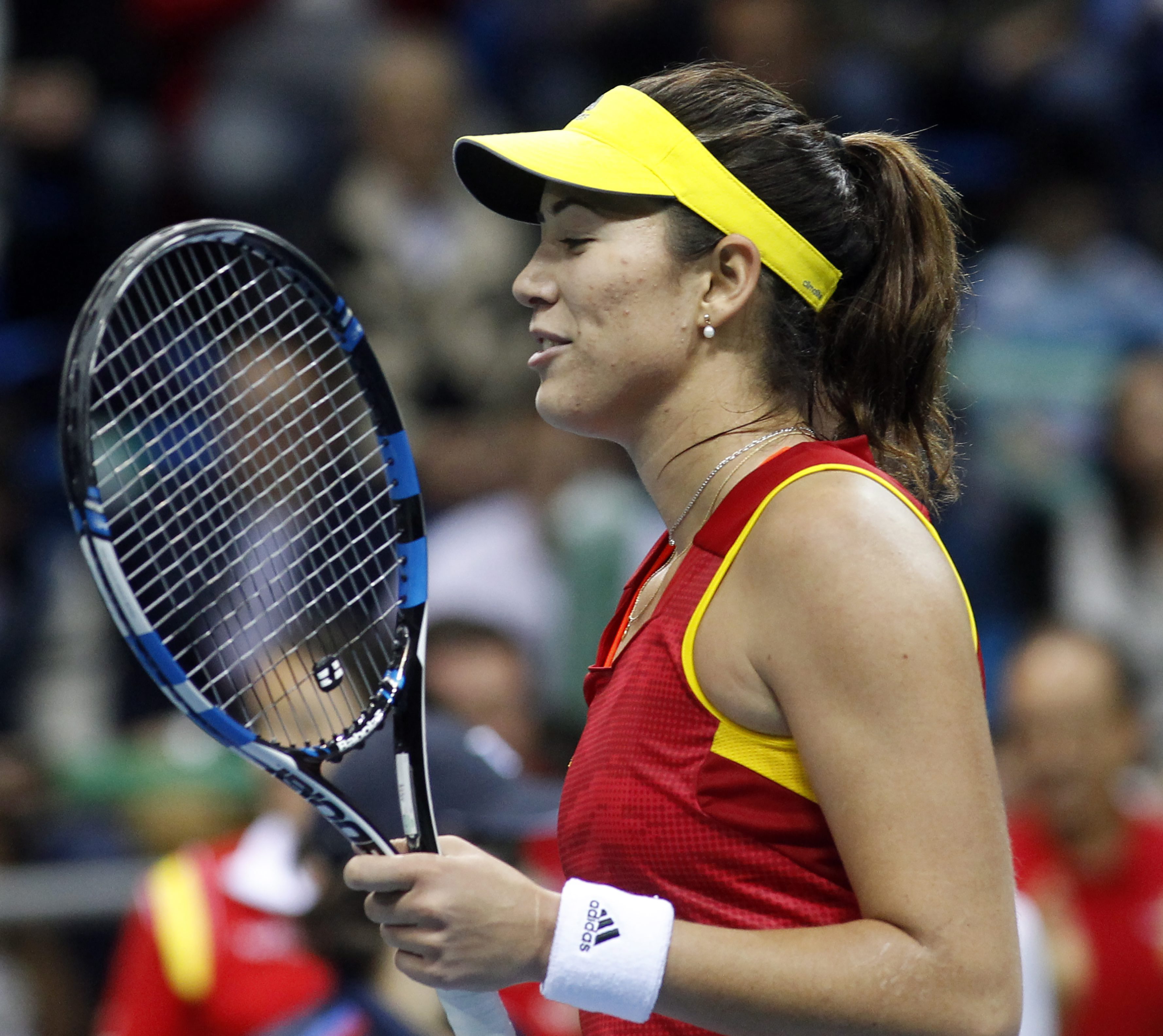 Garbiñe Muguruza celebra la victoria en el segundo partido de Copa Federación frente a Serbia Fotografía Garbiñe Muguruza celebra la victoria en el segundo partido de Copa Federación frente a Serbia