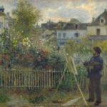 Imagen del cuadro Claude Monet pintando en su jardín. (1873 ) Pierre Auguste Renoir. Fotografía Wadsworth Atheneum Museum of Art, Hartford, CT