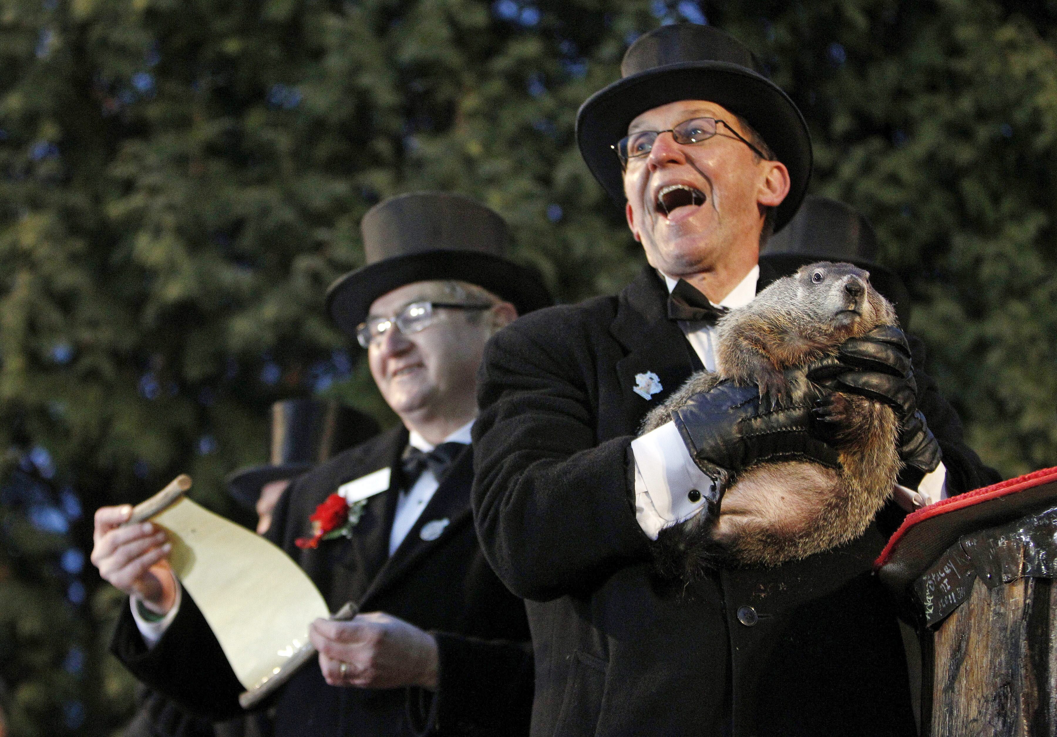 EE.UU. METEOROLOGÍA TRADICIONES:DMX07 PUNXSUTAWNEY (EE.UU.), 02/02/2015.- Vista de la tradicional ceremonia en la que la marmota Phil pronostica cuánto durará el invierno, en el pequeño pueblo de Punxsutawney (Pensilvania, Estados Unidos) hoy, lunes 2 de febrero de 2015. La marmota Phil salió hoy de su guarida ante la mirada expectante de miles de curiosos y vio su sombra, lo que implica, según la tradición, que el invierno durará seis semanas más este año en Estados Unidos. Desde 1887, cada 2 de febrero se celebra el EE.UU. METEOROLOGÍA TRADICIONES:DMX07 PUNXSUTAWNEY (EE.UU.), 02/02/2015.- Vista de la tradicional ceremonia en la que la marmota Phil pronostica cuánto durará el invierno, en el pequeño pueblo de Punxsutawney (Pensilvania, Estados Unidos) hoy, lunes 2 de febrero de 2015. La marmota Phil salió hoy de su guarida ante la mirada expectante de miles de curiosos y vio su sombra, lo que implica, según la tradición, que el invierno durará seis semanas más este año en Estados Unidos. Desde 1887, cada 2 de febrero se celebra el