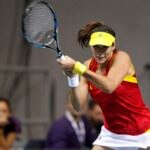 Fotografía Garbiñe Muguruza durante el primer partido de la primera ronda de Copa Federación