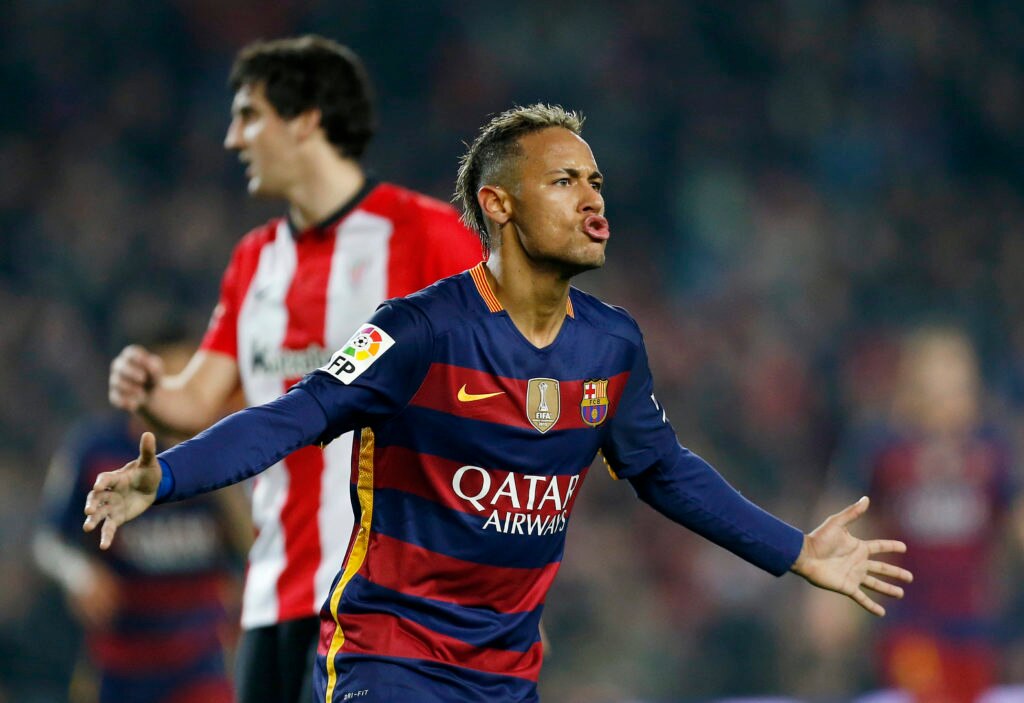 Neymar celebra un gol frente al Athletic en el estadio del Camp Nou Neymar celebra un gol frente al Athletic en el estadio del Camp Nou