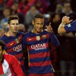 La 'MSN' celebra un gol en Liga BBVA La 'MSN' celebra un gol en Liga BBVA