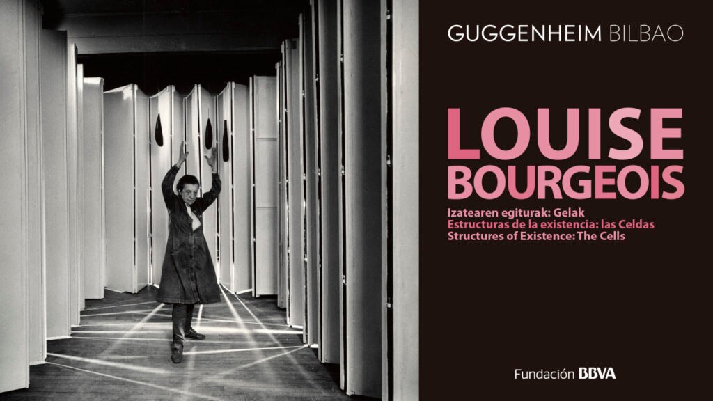Cartel de la exposición de Louise Bourgeois en el Museo Guggenheim Bilbao, patrocinada por Fundación BBVA Cartel de la exposición de Louise Bourgeois en el Museo Guggenheim Bilbao, patrocinada por Fundación BBVA