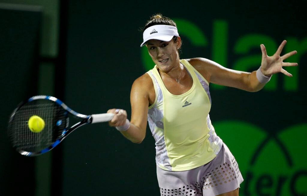 Garbiñe Muguruza, durante su partido en Miami ante Nicole Gibbs Garbiñe Muguruza, durante su partido en Miami ante Nicole Gibbs