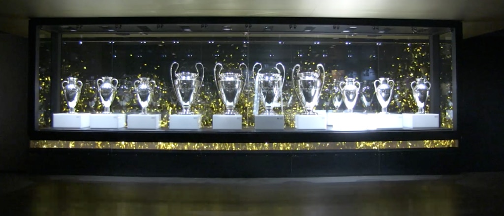 Imagen de las 10 Copas de Europa que tiene el Real Madrid en su museo Imagen de las 10 Copas de Europa que tiene el Real Madrid en su museo
