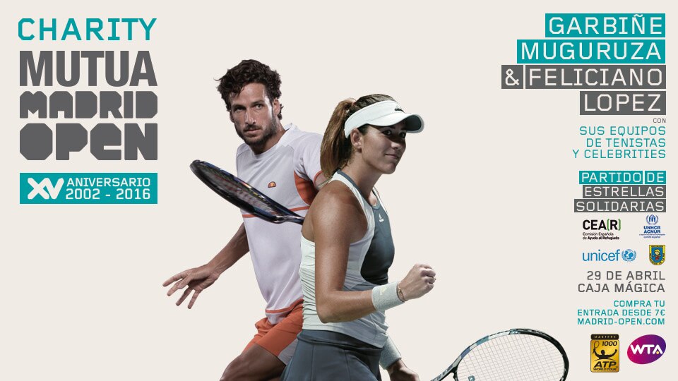 Garbiñe y Feliciano, protagonistas del 'Charity Day' del torneo madrileño | Imagen: http://www.madrid-open.com Garbiñe y Feliciano, protagonistas del 'Charity Day' del torneo madrileño | Imagen: http://www.madrid-open.com