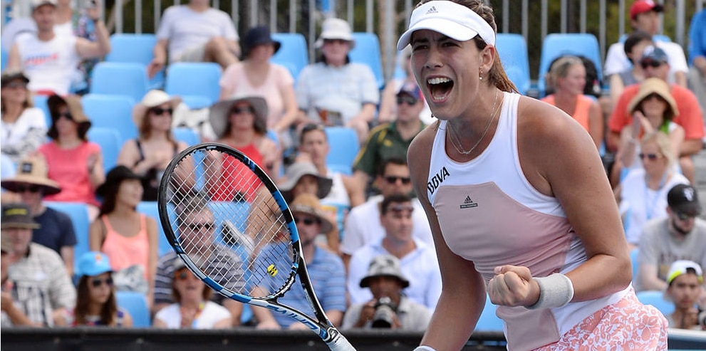 Garbiñe Muguruza celebra una victoria Garbiñe Muguruza celebra una victoria