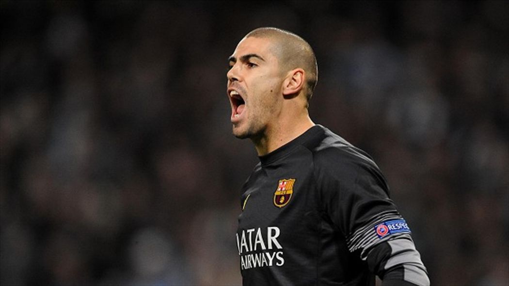 Víctor Valdés, portero del Barcelona, durante un partido de Liga BBVA