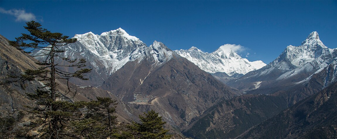 Panorámica del Khumbu, Lhotse, Everest y Ama Dablam