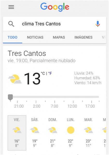 Tiempo en google recurso