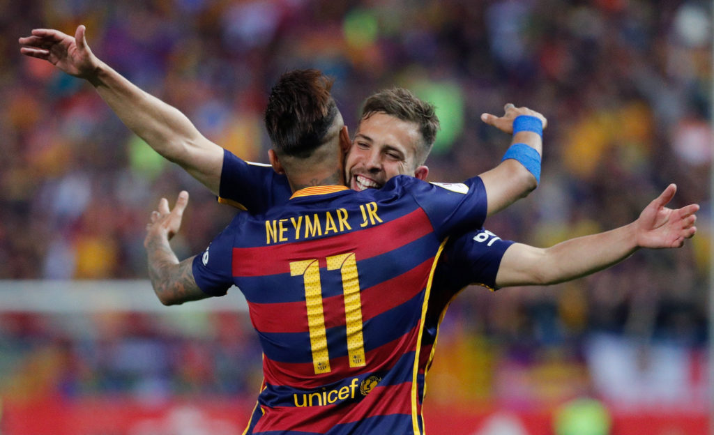 Fotografía de Jordi Alba y Neymar goleadores final Copa del Rey 2016-bbva