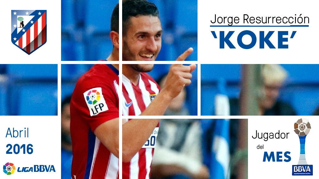 Koke, 'Premio BBVA' al Mejor Jugador del mes de abril Koke, 'Premio BBVA' al Mejor Jugador del mes de abril