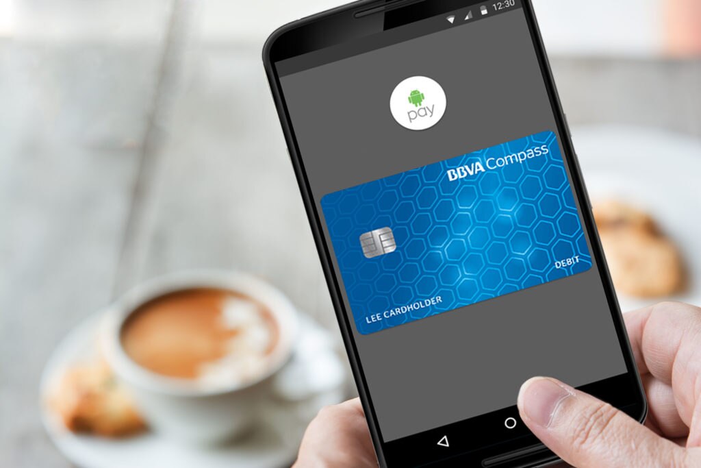 Fotografía de android pay samsung pago smartphone movil debito credito prepago tarjeta recurso bbva compass