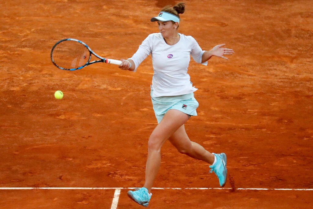Fotografía de Irina-Camelia Begu durante el partido contra Garbiñe en segunda ronda del Madrid Open 2016