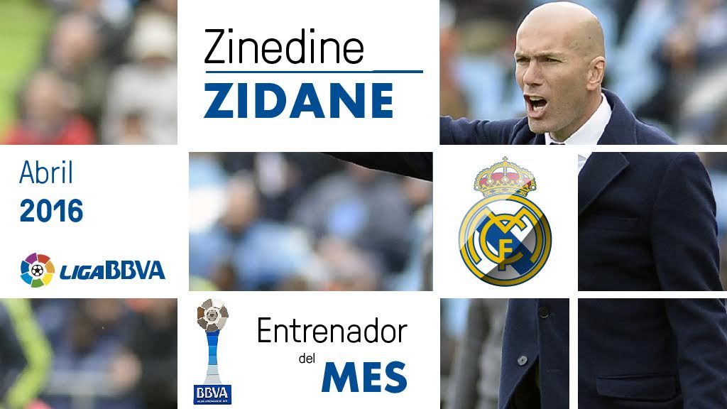 Zidane, 'Premio BBVA' al Mejor Entrenador de la Liga BBVA en abril