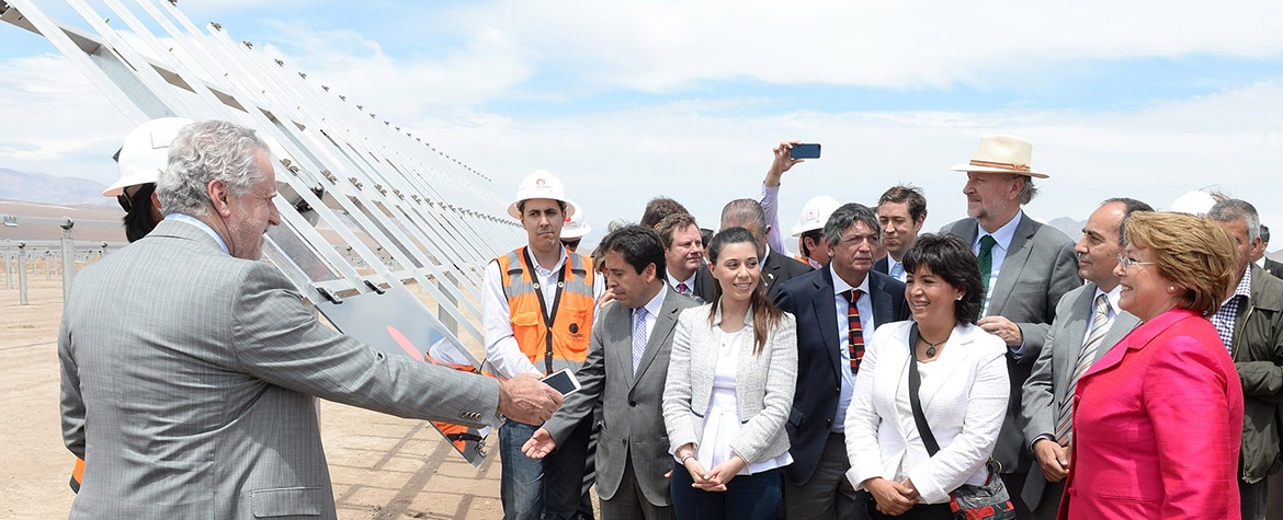 Bachelet en la Planta Luz del Norte, de la empresa First Solar