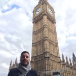 Fotografía de Jordi Roca con el Big Ben de fondo en Londres durante el viaje de prospección de la Gira BBVA 2016