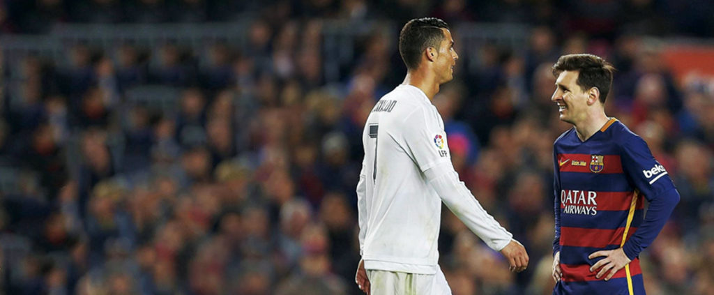 Cristiano Ronaldo y Messi, jugadores de Real Madrid y Barcelona Cristiano Ronaldo y Messi, jugadores de Real Madrid y Barcelona