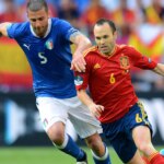 Iniesta y Mota, durante un España vs. Italia de la pasada Eurocopa | Foto: EFE