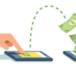 People sending and receiving money wirelessly People sending and receiving money wirelessly