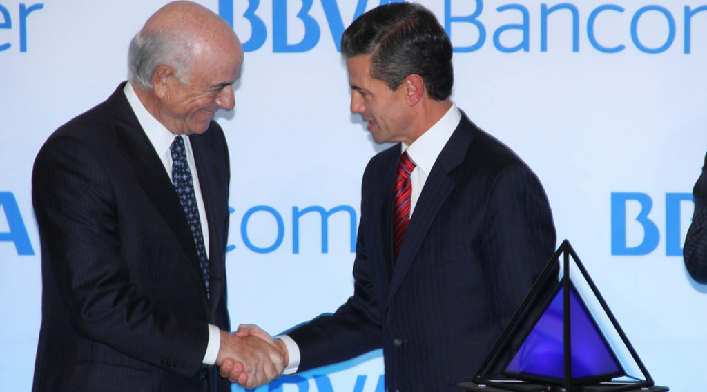 Fotografía de Febrero 2016 El Presidente Enrique Peña Nieto, acompañado por Francisco González, en la inauguración de la Torre BBVA Bancomer BBVA