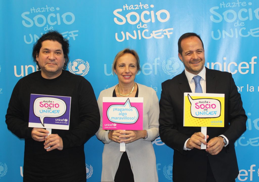 Gastón Acurio, María Luisa Fornara y Juan Fernando Maldonado en alianza entre BBVA Continental y UNICEF.