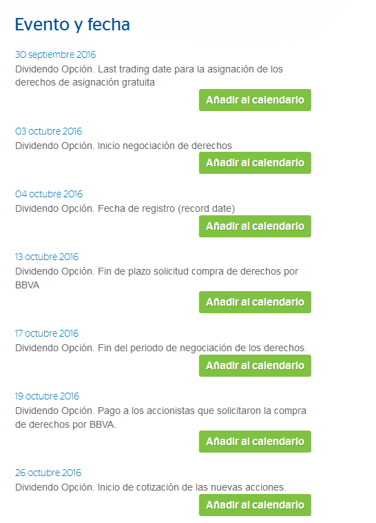 Calendario dividendo opción octubre 2016 Imagen calendario dividendo