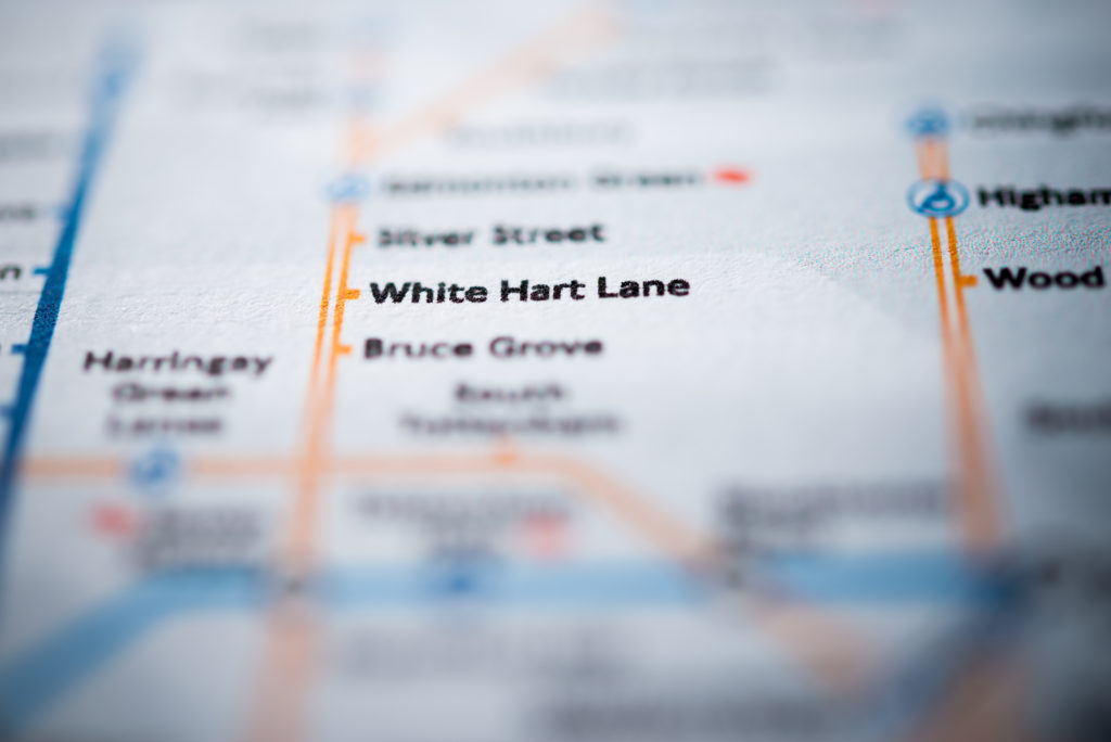 Plano metro Londres con la estación de White Hart Line