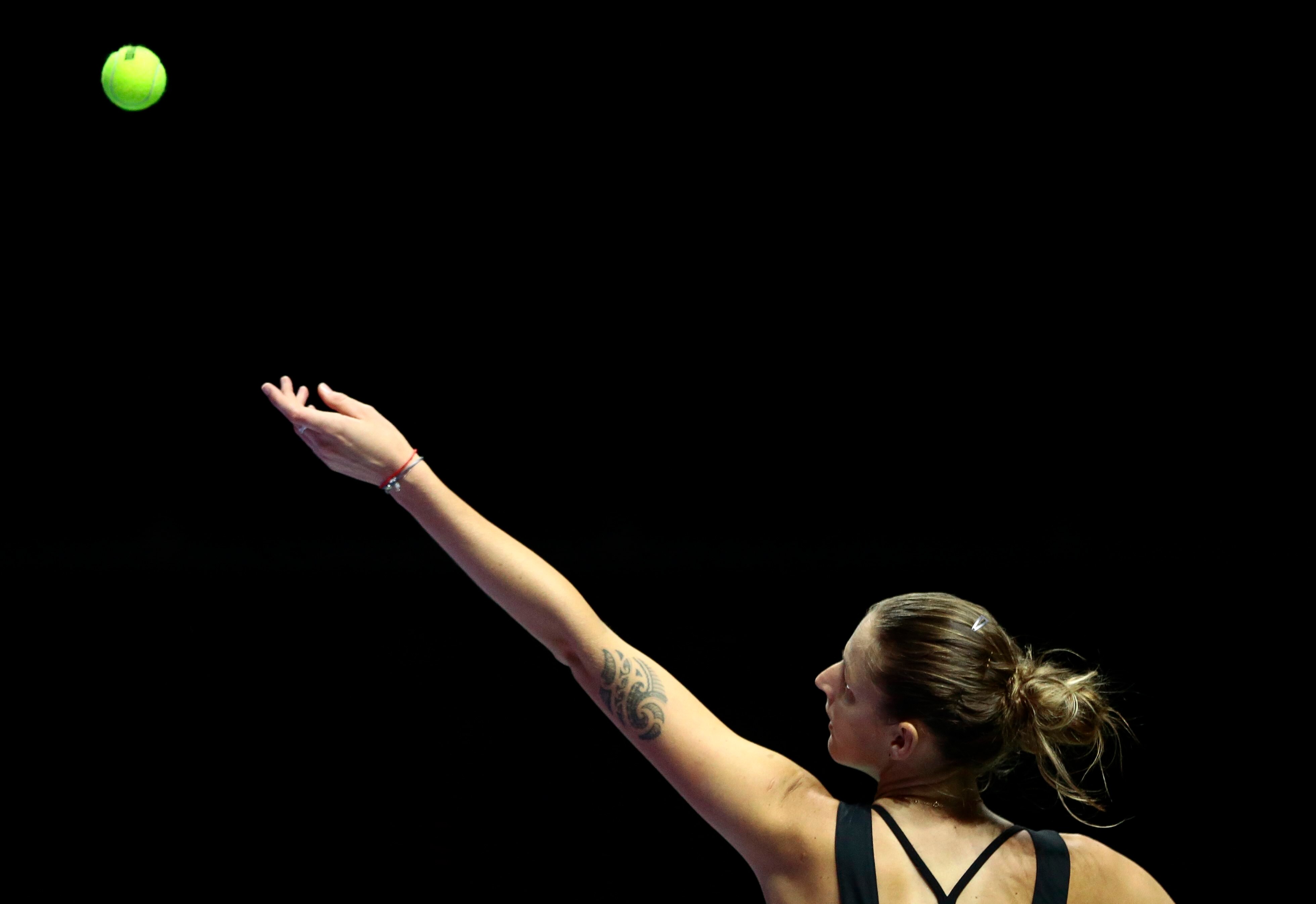 Pliskova, durante el WTA Finals y el partido ante Garbiñe Muguruza Pliskova, durante el WTA Finals y el partido ante Garbiñe Muguruza