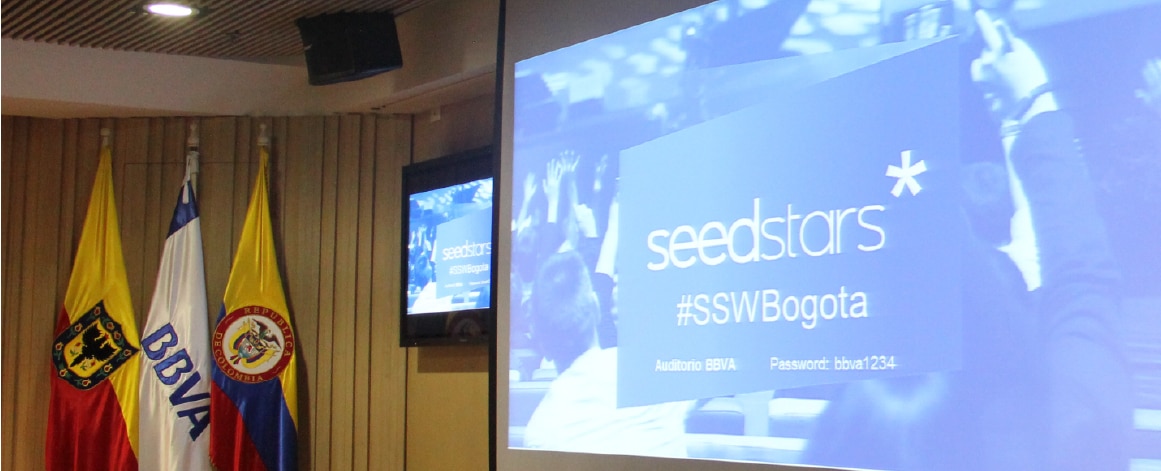 Fotografía del escenario de Seedstars Bogotá 2016