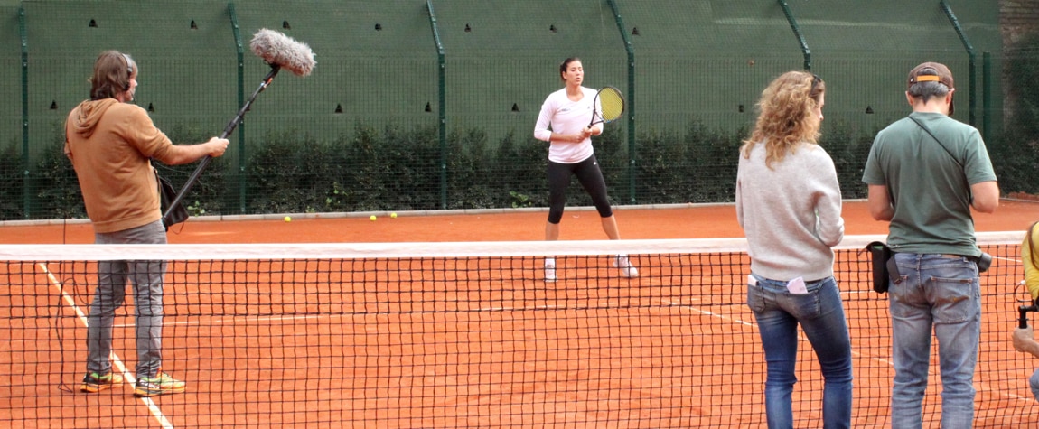 Garbiñe Muguruza en el rodaje del anuncio para BBVA Garbiñe Muguruza en el rodaje del anuncio para BBVA