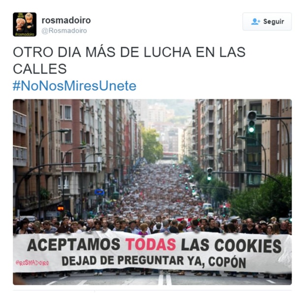 Pantallazo twitter sobre cookies