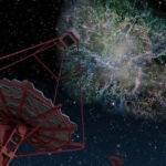 Recreación artística de un telescopio Cherenkov detectando rayos gamma, según explicó Werner Hofmann en una conferencia en la Fundación BBVA.