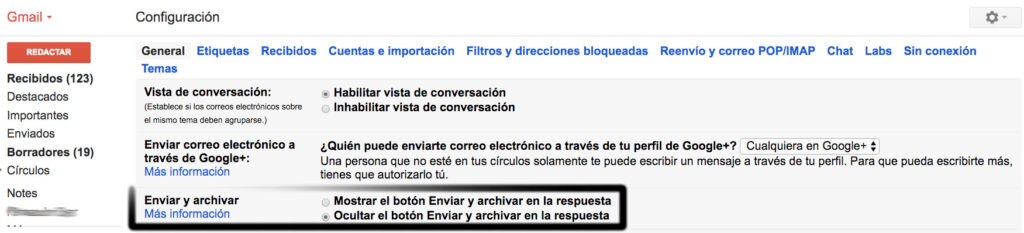 Habilita el botón de ‘Enviar y archivar’ y guarda