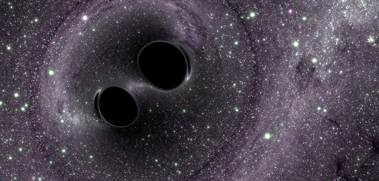Imagen de dos agujeros negros fusionándose, explicada por David Reitze en Fundación BBVA