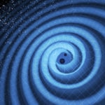 Imagen de ondas gravitacionales causadas por la fusión de dos agujeros negros, explicada por David Reize en la Fundación BBVA
