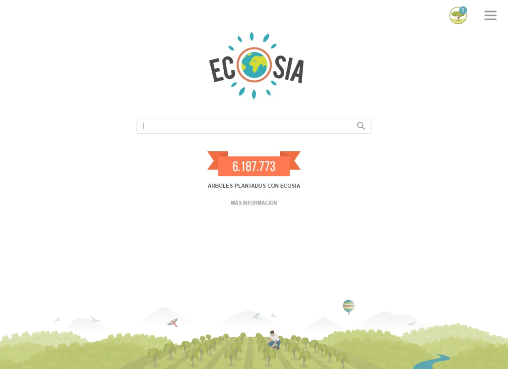 Ecosia buscador y plugin pantallazo CRÉDITO A ECOSIA
