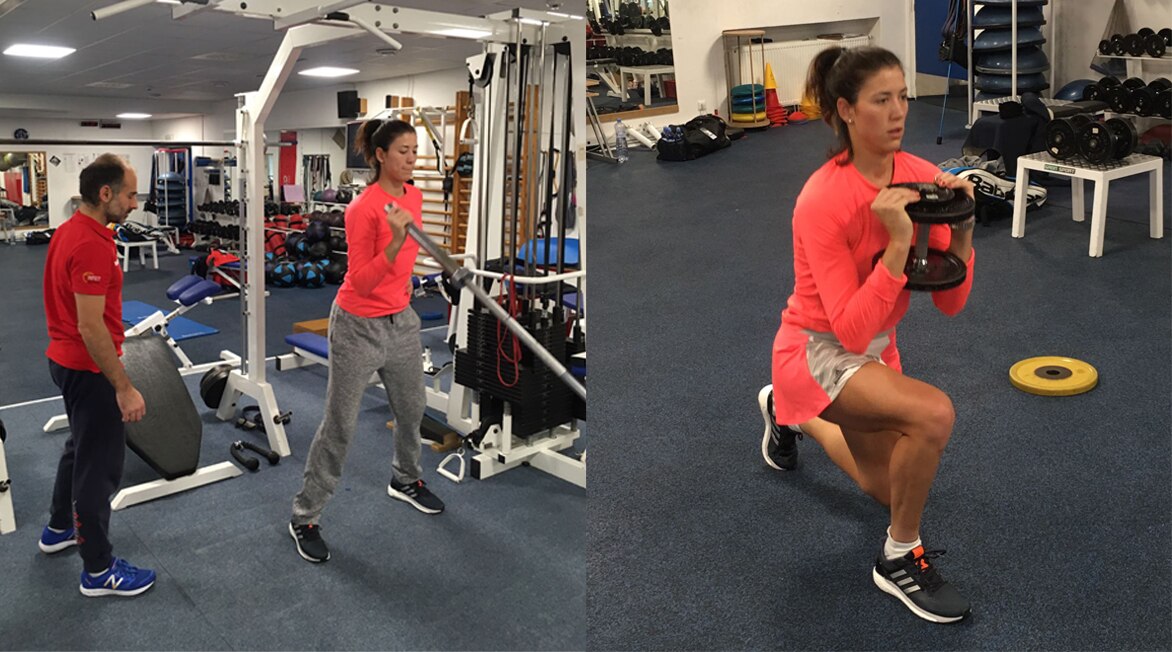 Garbiñe Muguruza en el gimansio de Ostrava preparando los partidos de FedCup Garbiñe Muguruza en el gimansio de Ostrava preparando los partidos de FedCup