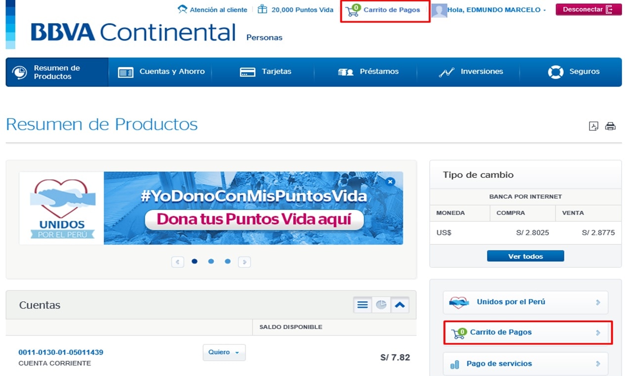 Carrito de Pagos de Servicios en Banca por Internet de BBVA Continental Carrito de Pagos de Servicios en Banca por Internet de BBVA Continental