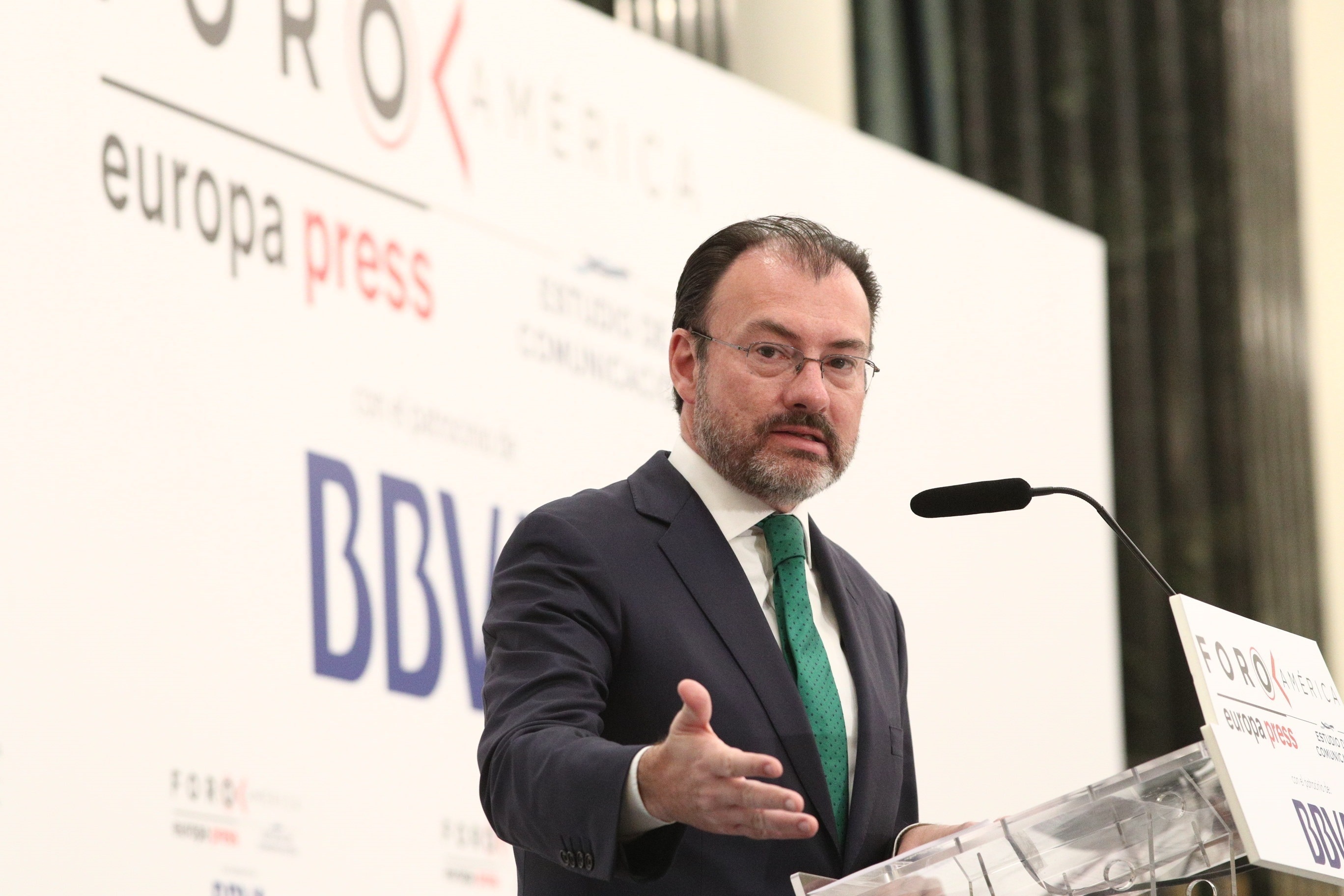 Luis Videgaray Secretario de Relaciones Exteriores de México en el encuentro Foro América en Madrid 19 de abril de 2017 Imagen de Luis Videgaray Secretario de Relaciones Exteriores de México en el encuentro Foro América en Madrid 19 de abril de 2017