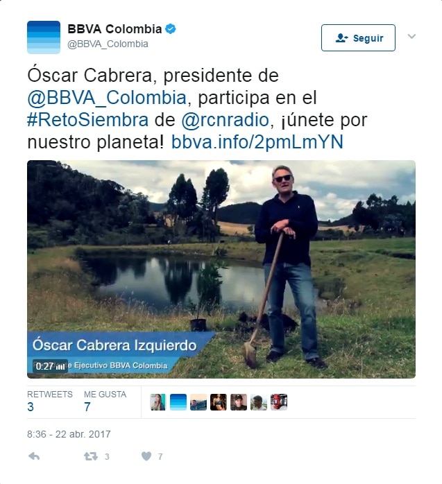 Oscar Cabrera BBVA Colombia Tweet Fotografía de Oscar Cabrera BBVA Colombia Tweet