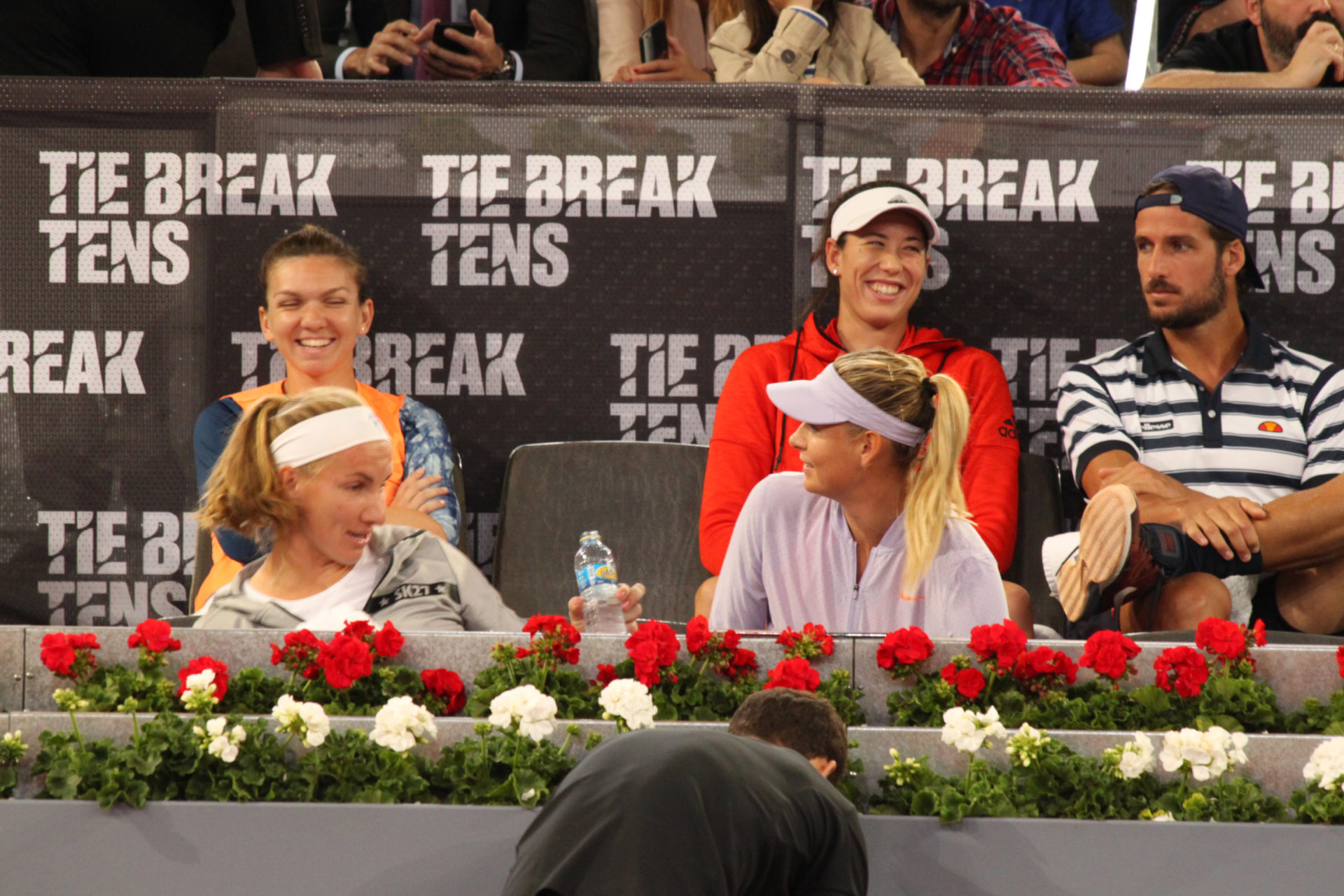 Simona Halep, Garbiñe Muguruza, Feliciano López, Sveta Kuznetsova y Maria Sharapova en el Madrid Open